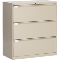 Lateral Filing Cabinet, Steel, 3 Drawers, 36" W x 18" D x 40-1/16" H, Beige Pathway Supply LP
