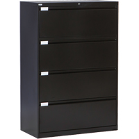 Lateral Filing Cabinet, Steel, 4 Drawers, 36" W x 18" D x 53-3/8" H, Black Pathway Supply LP