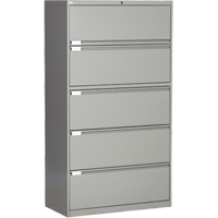Lateral Filing Cabinet, Steel, 5 Drawers, 36" W x 18" D x 65-1/2" H, Grey Pathway Supply LP