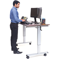 Adjustable Stand-Up Workstations, Stand-Alone Desk, 48-1/2" H x 59" W x 29-1/2" D, Walnut Pathway Supply LP