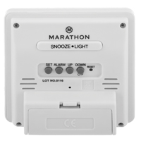 Desktop Clock, Digital, Battery Operated, 3.6" W x 1.5" D x 3.6" H, White Pathway Supply LP