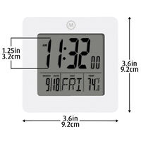 Desktop Clock, Digital, Battery Operated, 3.6" W x 1.5" D x 3.6" H, White Pathway Supply LP