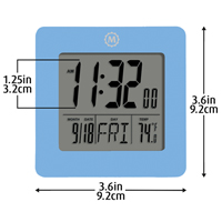 Horloge de bureau, Num&eacute;rique, &agrave; piles, 3,6" la x 1,5" p x 3,6" h, Bleu Pathway Supply LP