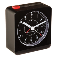 Desk Alarm Clock, Analog, Battery Operated, 3.5" W x 1.5" D x 3.75" H, Black Pathway Supply LP