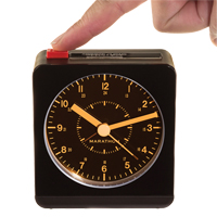 Desk Alarm Clock, Analog, Battery Operated, 3.5" W x 1.5" D x 3.75" H, Black Pathway Supply LP