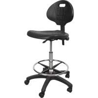 Heavy-Duty Ergonomic Stool, Mobile, Adjustable, 39" - 48", Polyurethane Seat, Black Pathway Supply LP
