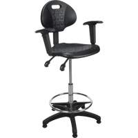 Heavy-Duty Ergonomic Stool with Adjustable Arm Rests, Stationary, Adjustable, 39" - 48", Polyurethane Seat, Black Pathway Supply LP