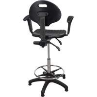 Heavy-Duty Ergonomic Stool with Adjustable Arm Rests, Stationary, Adjustable, 39" - 48", Polyurethane Seat, Black Pathway Supply LP