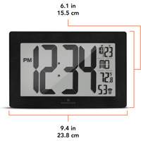 Self-Setting & Self-Adjusting Wall Clock with Stand, Digital, Battery Operated, Black Pathway Supply LP