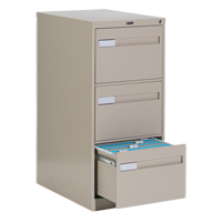 Vertical Filing Cabinet with Recessed Drawer Handles, 3 Drawers, 18.15" W x 26.56" D x 40" H, Beige Pathway Supply LP