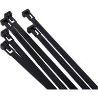 Attache-c&acirc;ble r&eacute;utilisable, Longueur 8", R&eacute;sistance &agrave; la traction 50 lb, Noir Pathway Supply LP