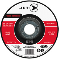 POWER ABRASIVE&reg; Grinding Wheel, 5" x 1/4", 7/8" Arbor, Type 27 Pathway Supply LP
