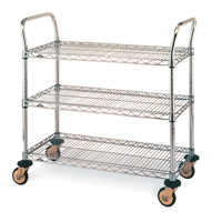 Chariot utilitaire &agrave; usage standard avec tablettes en treillis m&eacute;tallique, Chrom&eacute;, 24" x 39" x 36", Capacit&eacute; 375 lb Pathway Supply LP