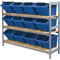 Wide Span Shelving with Jumbo Plastic Bins, Steel, Boltless, 800 lbs. Capacity, 66" W x 60" H x 18" D Pathway Supply LP