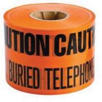 Ruban d'avertissement de danger souterrain Buried Telephone Line Identoline, 6" la x 1000' lo, Noir/orange Pathway Supply LP