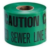 Ruban d'avertissement de danger souterrain Buried Sewer Line Identoline, 6" la x 1000' lo, Noir sur vert Pathway Supply LP