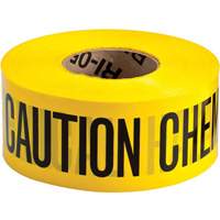 Barricade Tape, English, 3" W x 200' L, 3 mils, Black on Yellow Pathway Supply LP