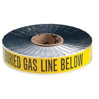 Ruban d'avertissement de danger souterrain Gas Line Identoline, 2" la x 1000' lo, Noir sur jaune Pathway Supply LP