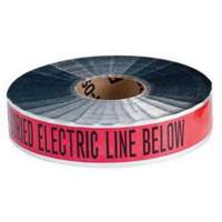 Ruban d'avertissement de danger souterrain Electric Line Identoline, 2" la x 1000' lo, Noir/rouge Pathway Supply LP