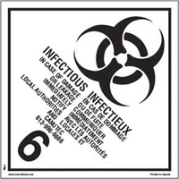 TDG Shipping Labels, Class 6.2, Infectious Substances, Paper Pathway Supply LP