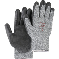 Salt & Pepper Knit Gloves With Black Palm Coating, Size Small/7, Polyurethane Coated, HPPE Shell, ANSI/ISEA 105 Level 2 Pathway Supply LP