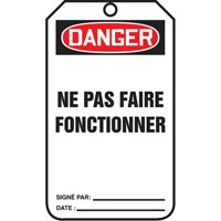 &eacute;tiquettes de verrouillage, Papier cartonn&eacute;, 3-1/8" la x 5-7/8" h, Français Pathway Supply LP