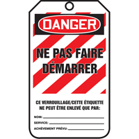 &eacute;tiquettes de verrouillage, Papier cartonn&eacute;, 3-1/8" la x 5-7/8" h, Français Pathway Supply LP