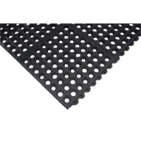 Tapis modulaire antifatigue, Nid d'abeilles, 3' x 3' x 1/2", Noir, Caoutchouc naturel Pathway Supply LP