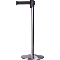 Barri&egrave;res sur pieds pour le contr&ocirc;le des foules, Acier, 35" h, Ruban Noir, Longueur du ruban 12' Pathway Supply LP