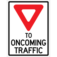 Enseigne enroulable de circulation  Yield to Oncoming Traffic , 36" x 48", Vinyle, Anglais avec pictogramme Pathway Supply LP