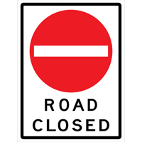 Enseigne enroulable de circulation  Road Closed , 36" x 48", Vinyle, Anglais avec pictogramme Pathway Supply LP