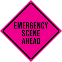 "Emergency Scene Ahead" Roll-Up Traffic Sign, 36" x 36", Vinyl, English Pathway Supply LP