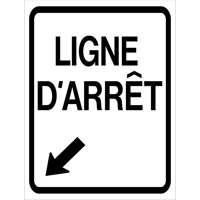 "Ligne d'Arr&ecirc;t" Roll-Up Traffic Sign, 23-3/5" x 29-1/2", Vinyl, French with Pictogram Pathway Supply LP
