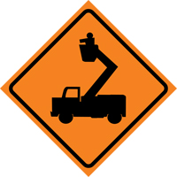 Man in Elevated Bucket Roll-Up Traffic Sign, 29-1/2" x 29-1/2", Vinyl, Pictogram Pathway Supply LP