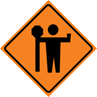 Flagman Roll-Up Sign Traffic Sign, 36" x 36", Vinyl, Pictogram Pathway Supply LP