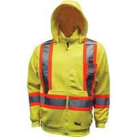 Chandail &agrave; capuchon de s&eacute;curit&eacute; en molleton, Polyester, Petit, Jaune lime haute visibilit&eacute; Pathway Supply LP