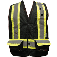 Fire Retardant Surveyor Safety Vest, Black, Small, Polyester Pathway Supply LP