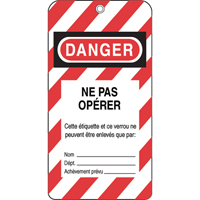 Lockout Tags, Plastic, 3" W x 5-3/4" H, French Pathway Supply LP