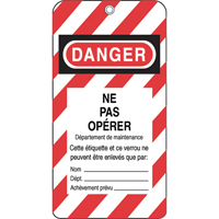 Lockout Tags, Plastic, 3" W x 5-3/4" H, French Pathway Supply LP