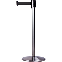 Barri&egrave;res sur pieds pour le contr&ocirc;le des foules, Acier, 35" h, Ruban Noir, Longueur du ruban 7' Pathway Supply LP
