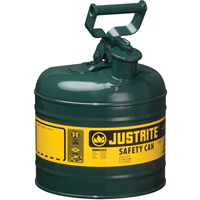 Safety Cans, Type I, Steel, 2 US gal., Green, FM Approved/UL/ULC Listed Pathway Supply LP