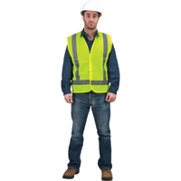 Traffic Safety Vest, High Visibility Lime-Yellow, Large, Polyester Pathway Supply LP