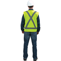 Traffic Safety Vest, High Visibility Lime-Yellow, Large, Polyester Pathway Supply LP
