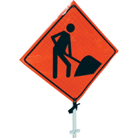 Men At Work Pole Sign, 24" x 24", Vinyl, Pictogram Pathway Supply LP