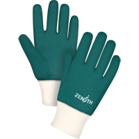 Double Dipped Green Gloves, 10" L, PVC, Cotton Jersey Inner Lining, 70-mil Pathway Supply LP