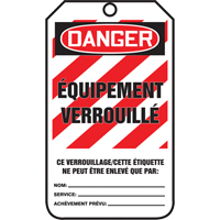 &eacute;tiquettes de verrouillage, Papier cartonn&eacute;, 3-3/8" la x 5-7/8" h, Français Pathway Supply LP