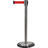 Barri&egrave;res sur pieds pour le contr&ocirc;le des foules, Acier, 35" h, Ruban Rouge, Longueur du ruban 12' Pathway Supply LP