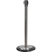 Free-Standing Crowd Control Barrier Receiver Post With Wheels, 35" High, Stainless Pathway Supply LP