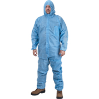 Premium Hooded Coveralls, Medium, Blue, Polypropylene Pathway Supply LP