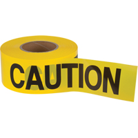 "Caution" Barricade Tape, English, 3" W x 1000' L, 1.5 mils, Black on Yellow Pathway Supply LP